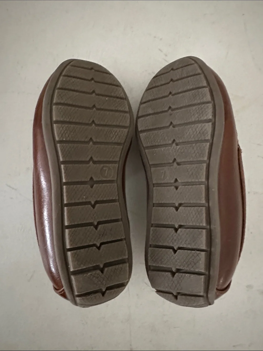crown & ivy Brown Kids Leather Moccasin Loafers - Sz 7